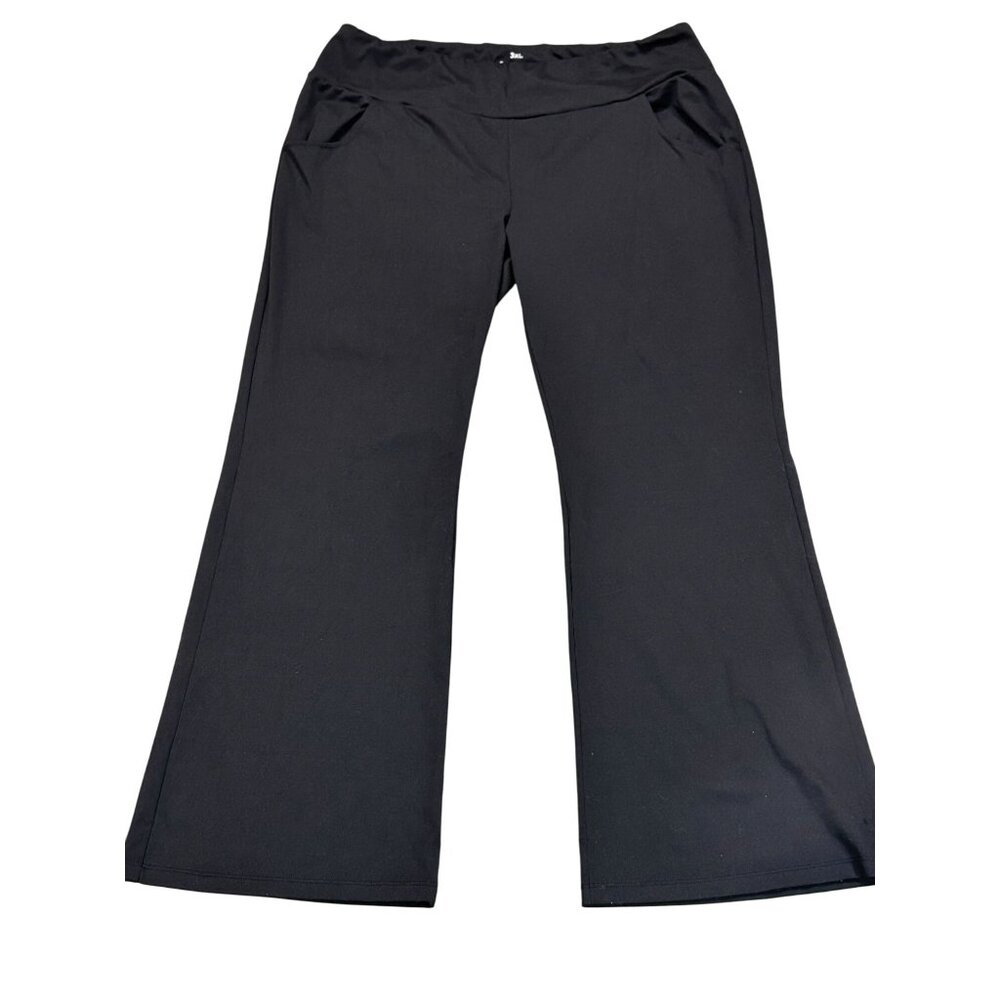 Black Flared Womens Active Pants 3XL Polyester/Elastane Blend With Pockets